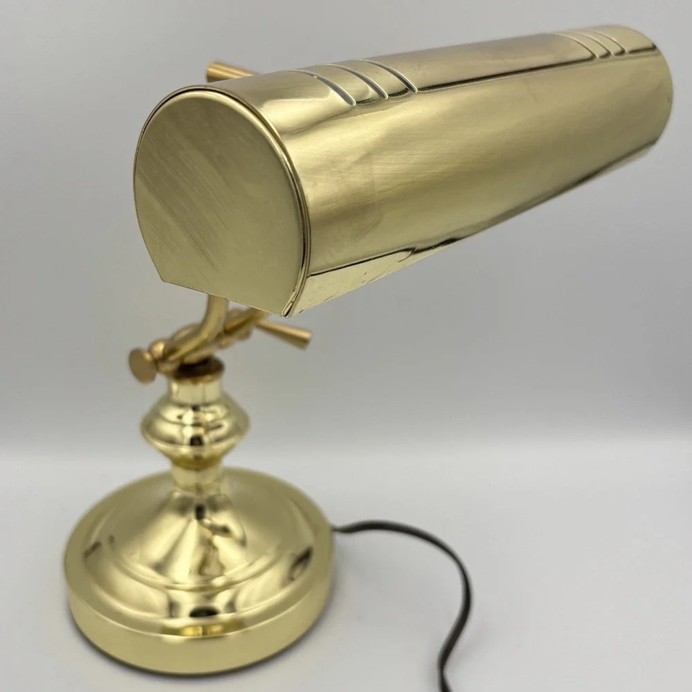 Vintage Brass Lamp Banker Piano Desk Adjustable W/ Bulb UL Listed